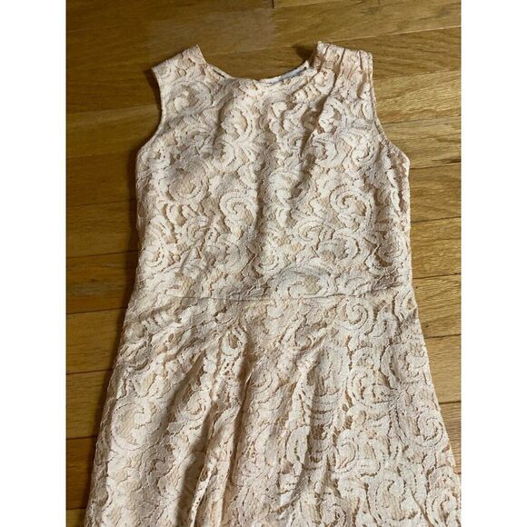 Jaye.e women's peach lined floral lace sleeveless open back zip closure dress S - Picture 2 of 10